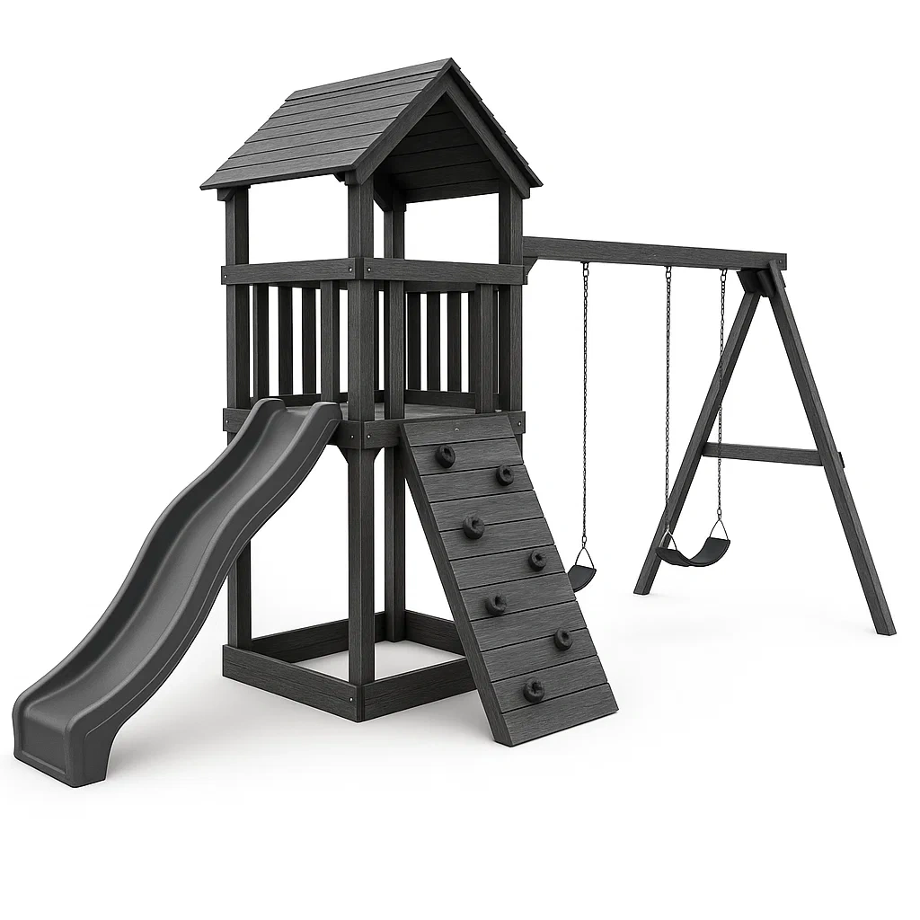 Parco giochi in Polietilene e Legno Nero 410x200x300 cm