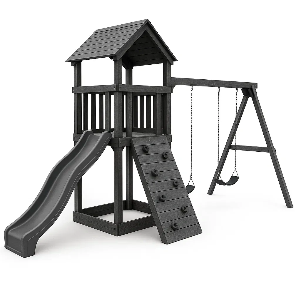 Parco giochi in Polietilene e Legno Nero 410x200x300 cm