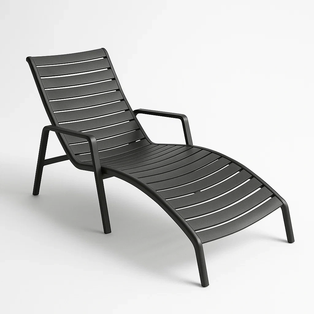 Lettino prendisole da esterno in Alluminio Grigio Scuro