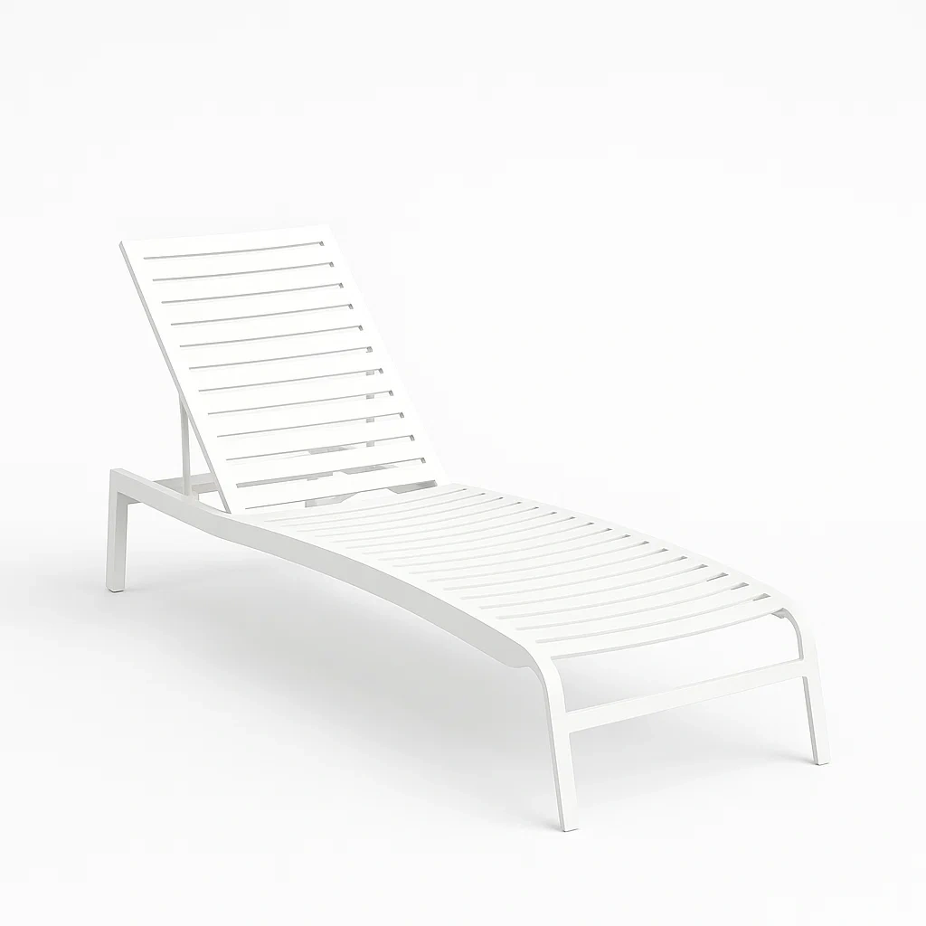 Lettino prendisole da esterno in Alluminio Bianco