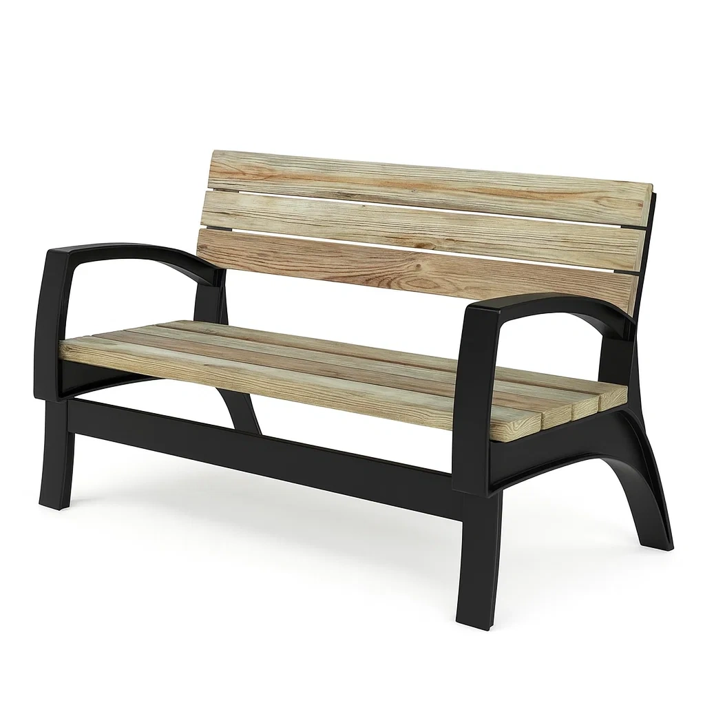 Panchina da esterno in Legno Massello e Acciaio Verniciato 120x60x80 cm