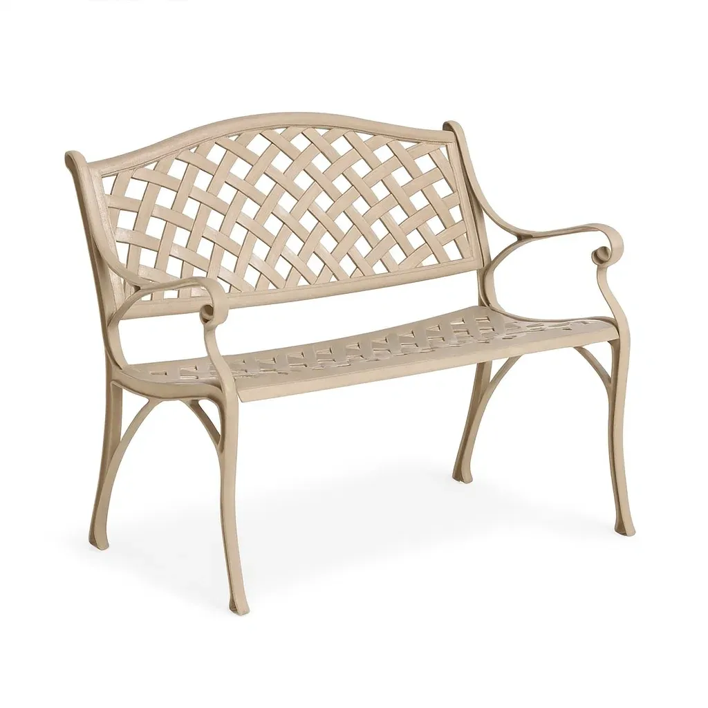 Panchina da esterno in Alluminio Intrecciato Beige