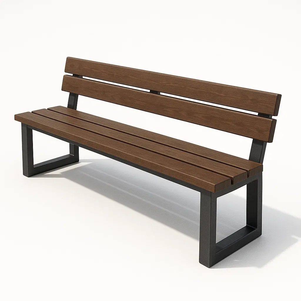 Panchina da esterno in Legno e Acciaio Marrone e Nero