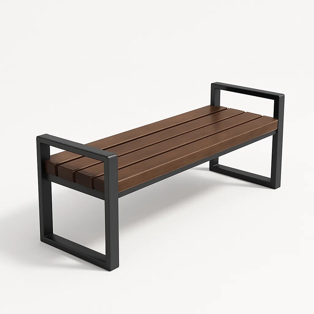 Panchina da esterno in Metallo e Legno 180x60x45 cm Marrone/Nero