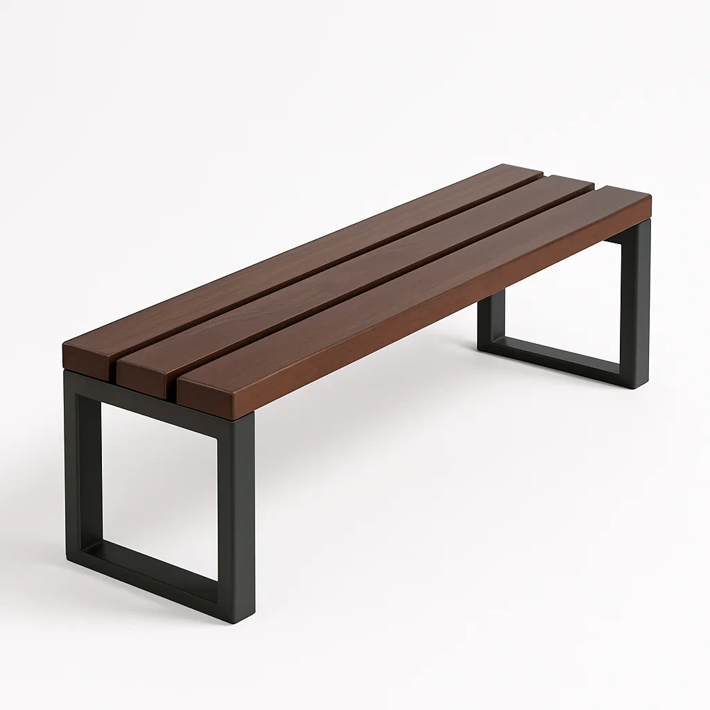 Panchina da esterno in Legno Iroko e Metallo