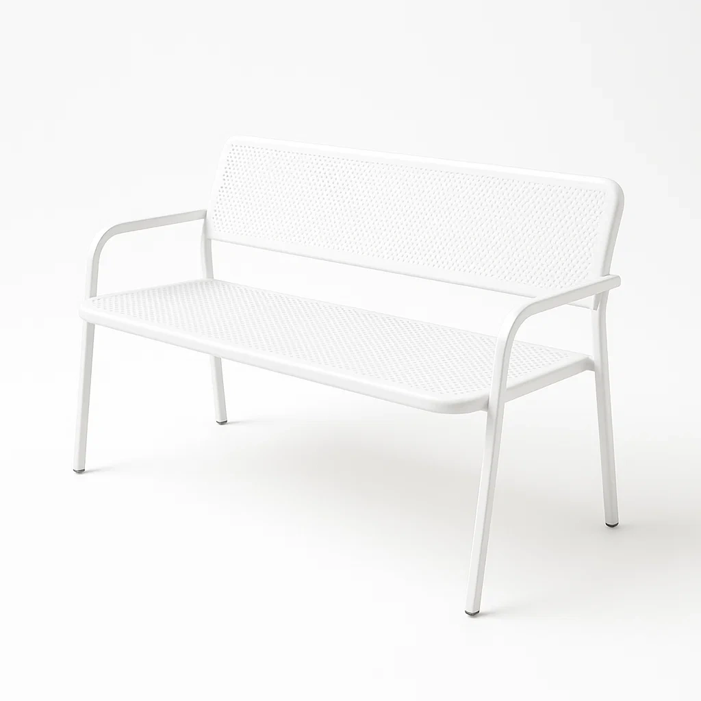 Panchina da esterno in Acciaio Verniciato Bianco 125x60x85 cm
