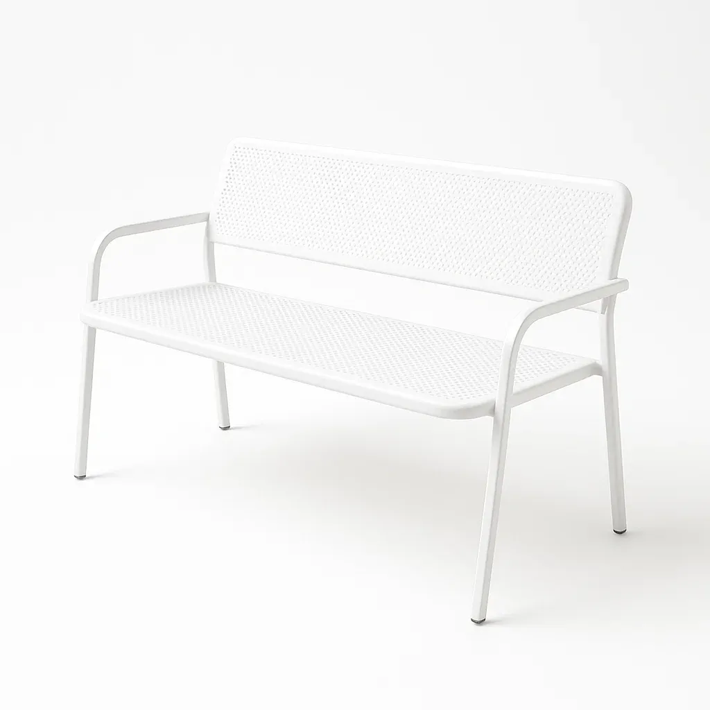 Panchina da esterno in Acciaio Verniciato Bianco 125x60x85 cm