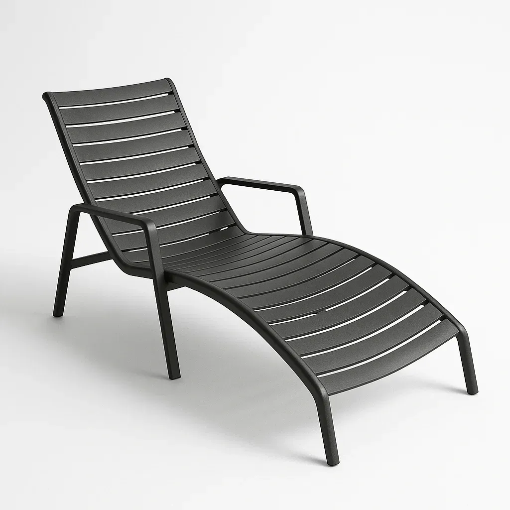 Lettino prendisole da esterno in Alluminio Grigio Scuro