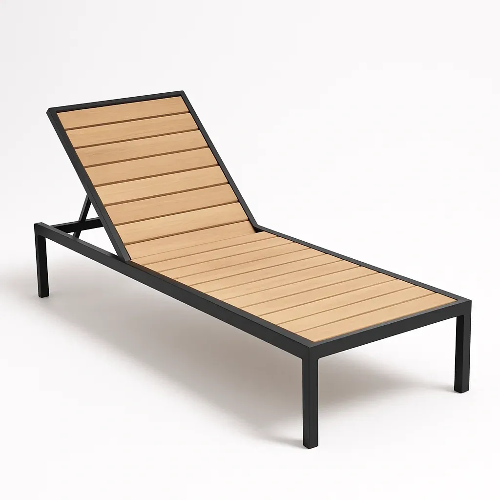 Lettino prendisole da esterno in Metallo e Legno Regolabile