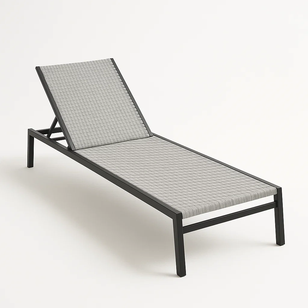 Lettino prendisole da esterno in Alluminio e Tessuto Poliestere Regolabile Grigio