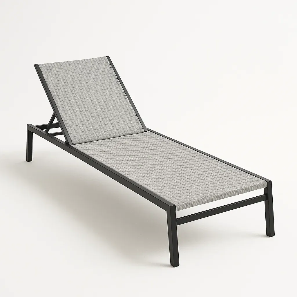 Lettino prendisole da esterno in Alluminio e Tessuto Poliestere Regolabile Grigio