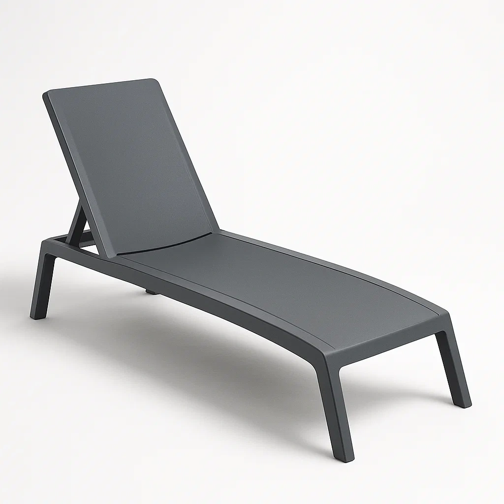 Lettino prendisole da esterno in Polipropilene Grigio 195x65x40 cm