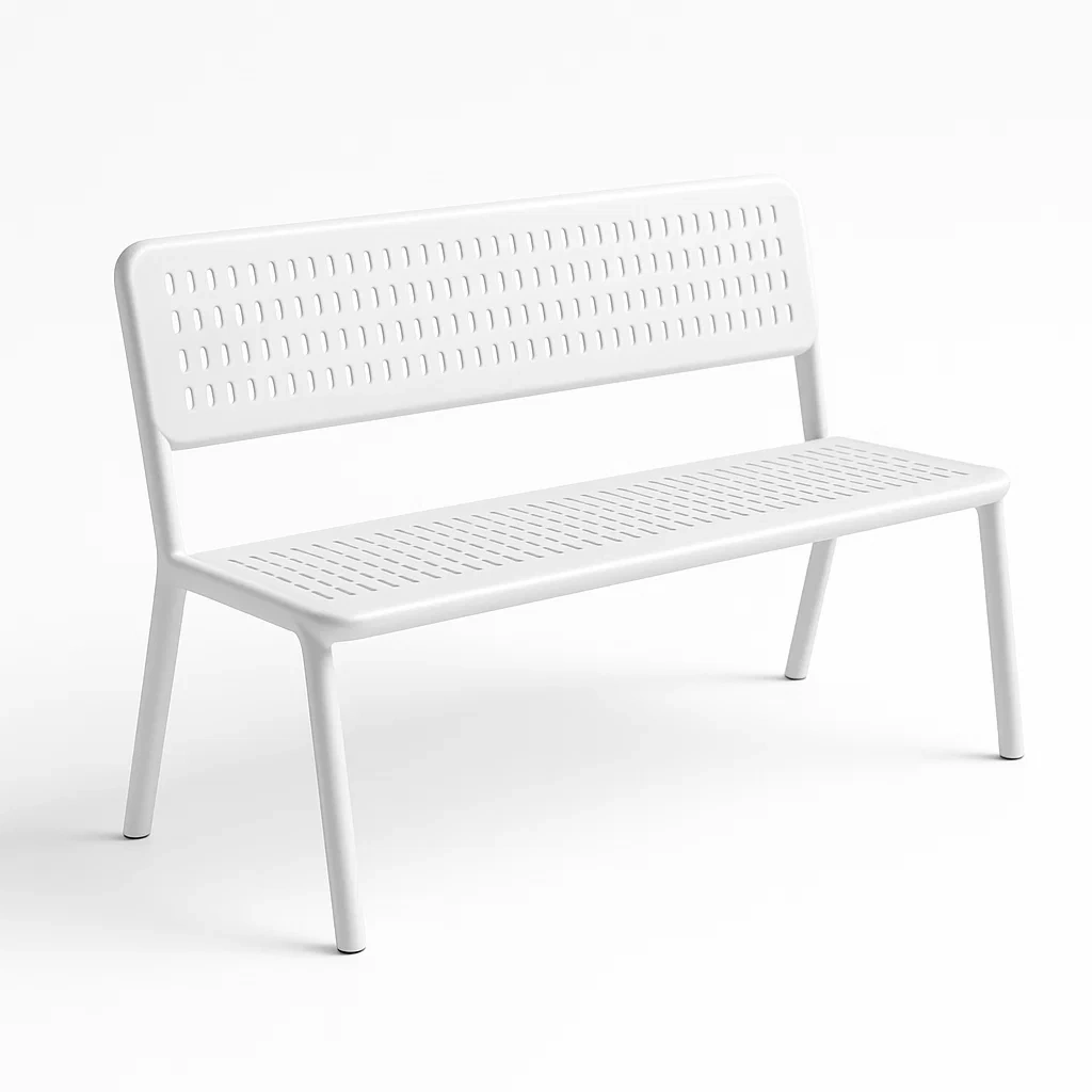 Panchina da esterno in Metallo Bianco 120x55x80 cm