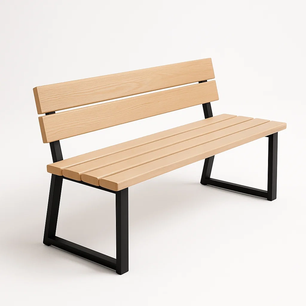 Panchina da esterno in Legno e Metallo Nero 125x40x80 cm