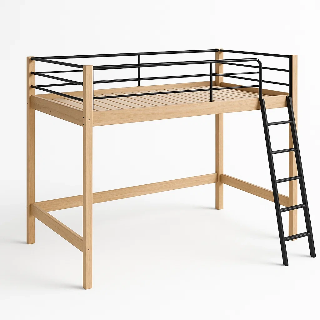 Letto a soppalco in Legno e Metallo 200x100x180 cm