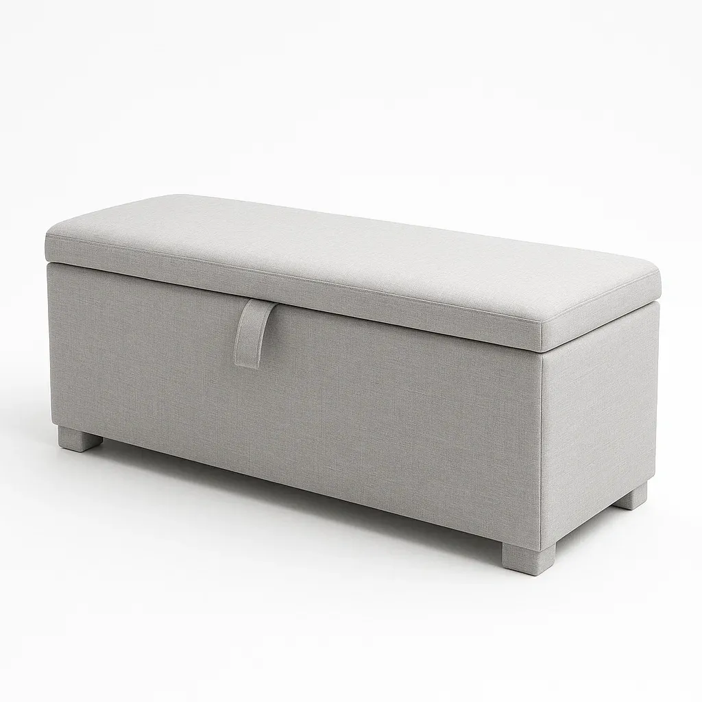 Panca contenitore in Lino Grigio 120x40x45 cm