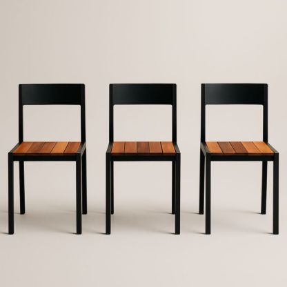 Lot de 3 chaises d'extérieur en métal et bois