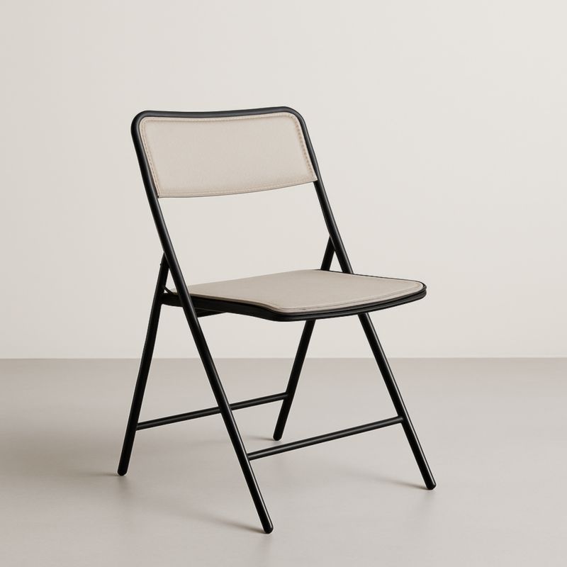 Chaise pliante métal noire tissu beige