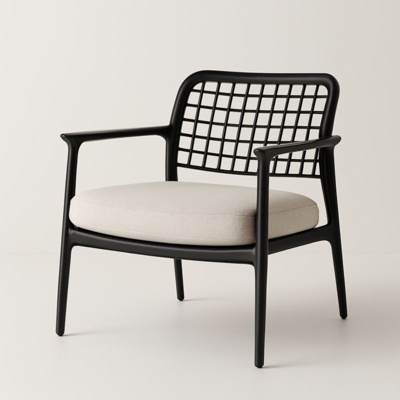 Fauteuil d'extérieur en Aluminium Noir avec Coussin Beige