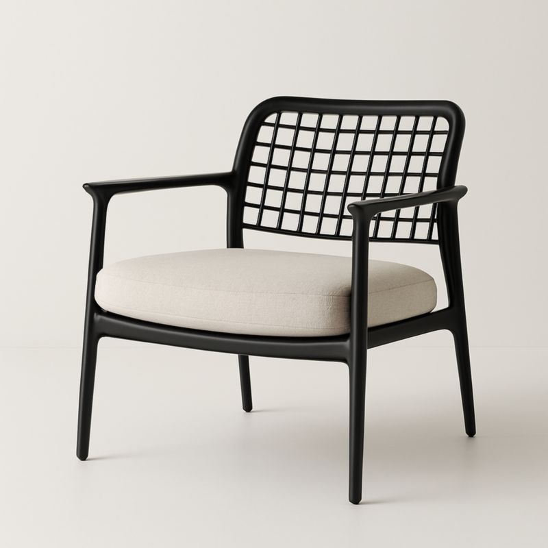 Fauteuil d'extérieur en Aluminium Noir avec Coussin Beige