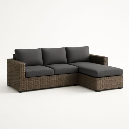 Canapé d'angle extérieur en résine tressée Gris