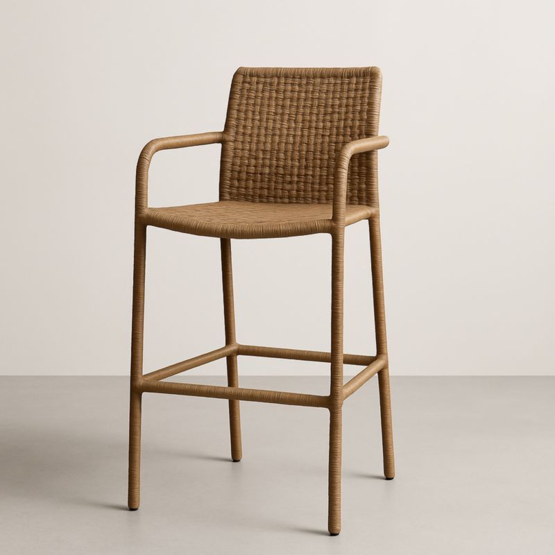 Tabouret de Bar en Résine et Aluminium Marron