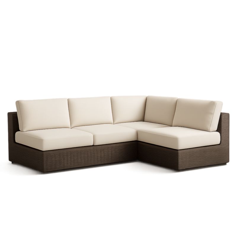 Canapé d'Angle Modulable Résine Tressée Beige Marron