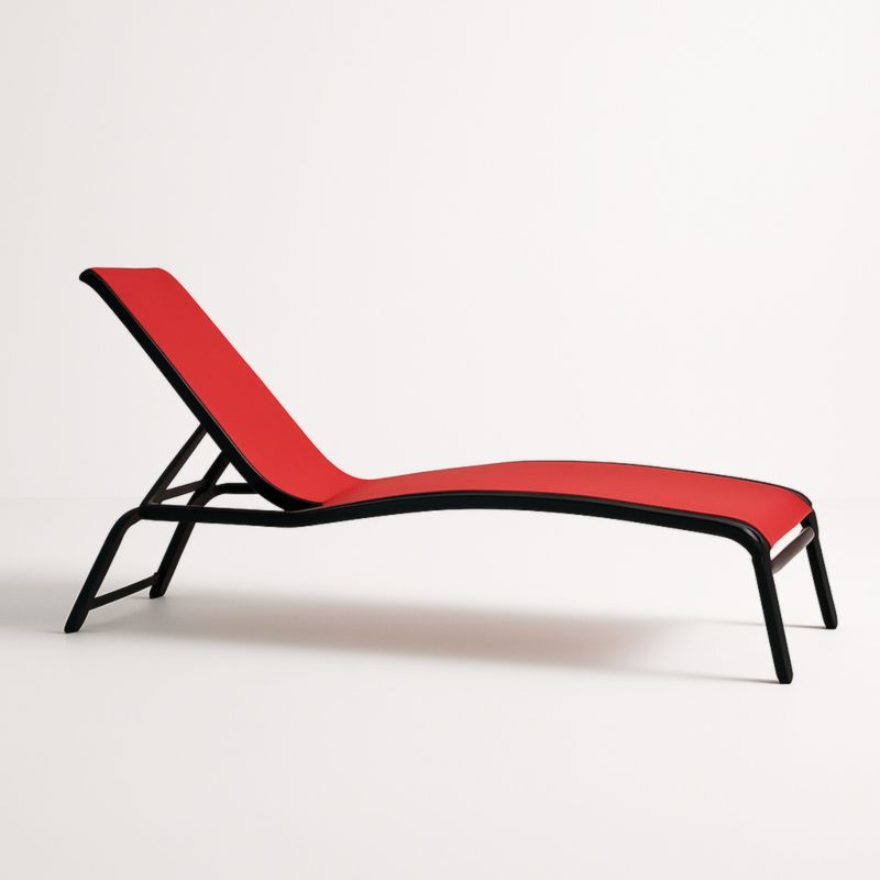 Chaise Longue en Aluminium et Tissu Rouge
