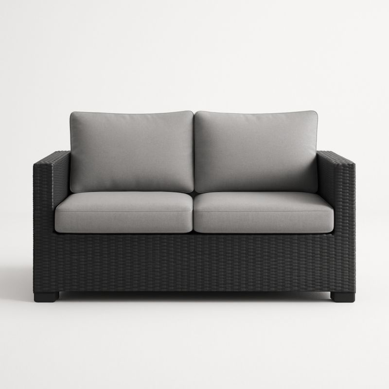 Canapé d'extérieur 2 places résine tressée Gris/Noir