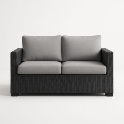 Canapé d'extérieur 2 places résine tressée Gris/Noir