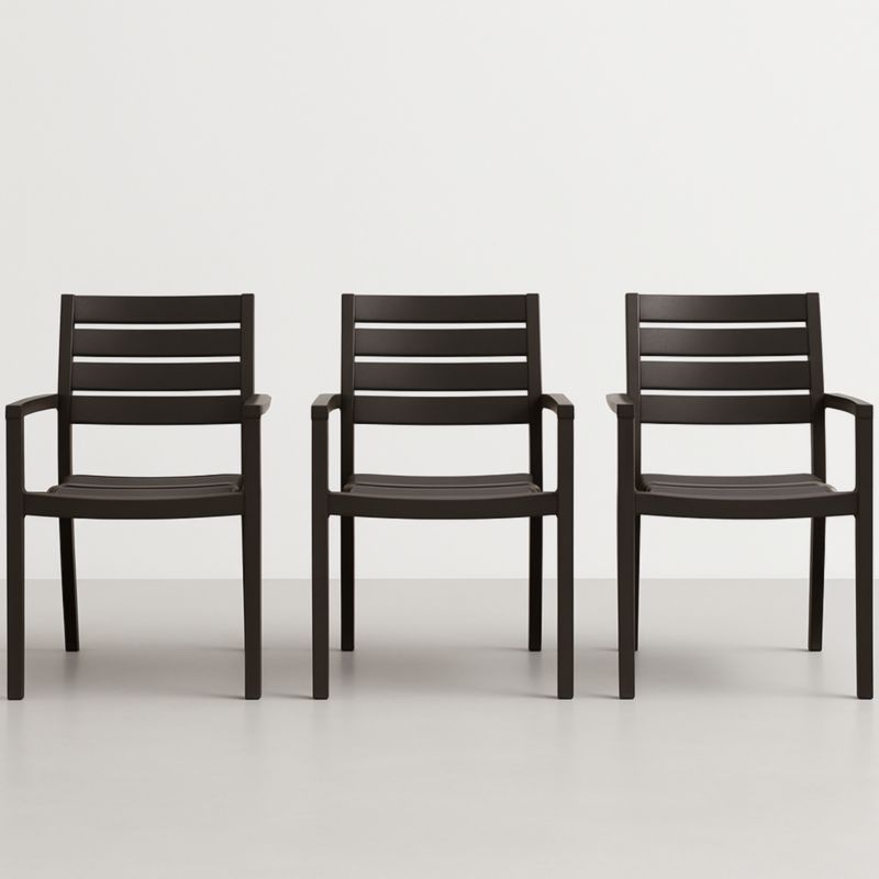 Chaises avec accoudoirs en plastique noir ensemble de 3
