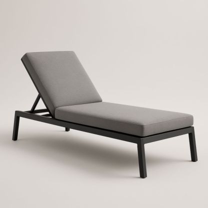 Chaise Longue en Aluminium avec Coussin Gris