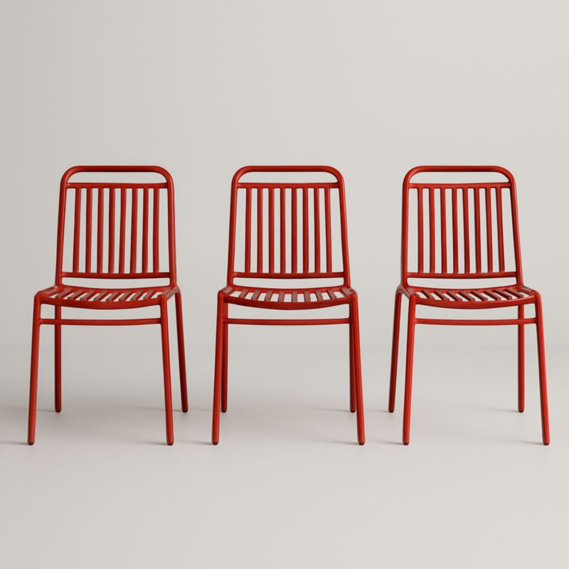 Chaises en métal rouge par lot de 3