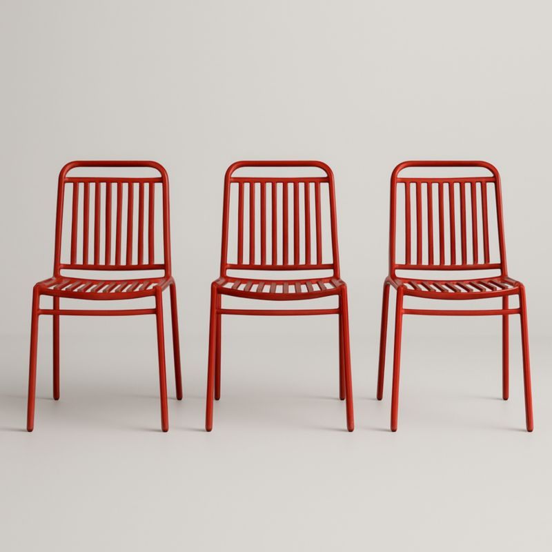 Chaises en métal rouge par lot de 3