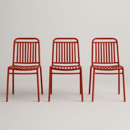 Chaises en métal rouge par lot de 3
