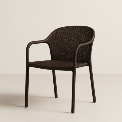 Fauteuil d’extérieur en résine tressée marron