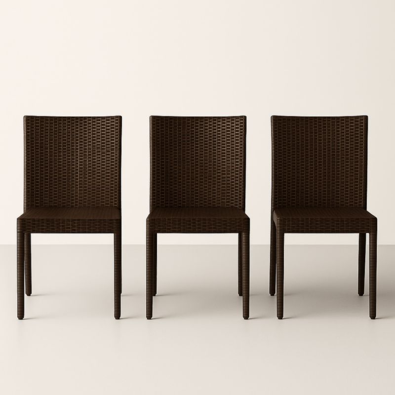 Lot de 3 chaises en résine tressée marron
