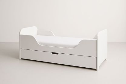 Lit enfant en MDF blanc avec tiroir de rangement 160x80x50 cm