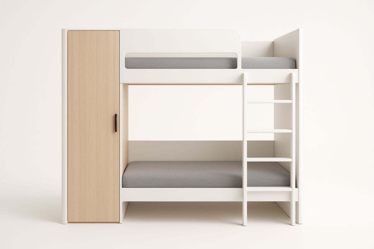 Lit superposé en bois avec échelle et garde-corps 200x140x100 cm