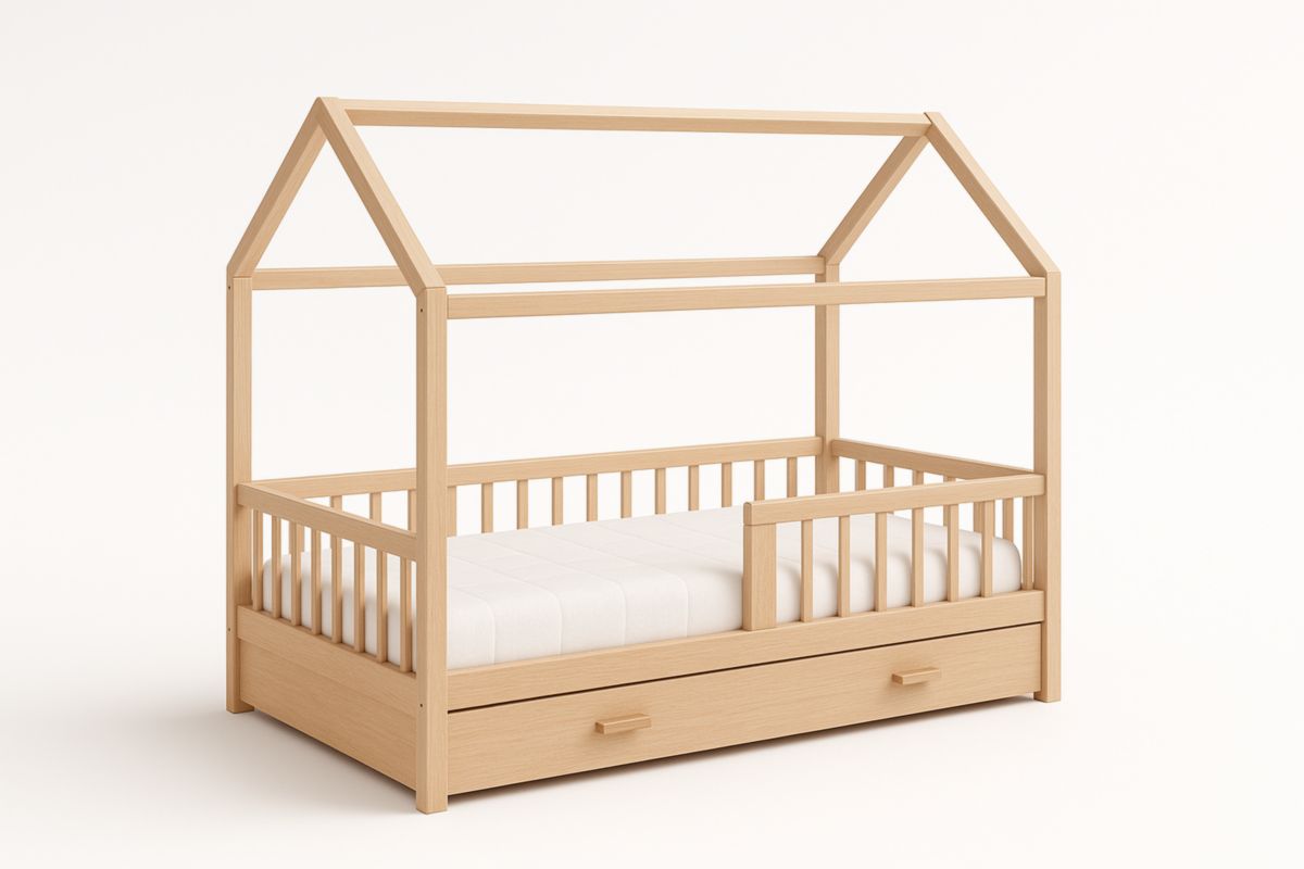 Lit Cabane en Bois avec Tiroir 145x77x160 cm