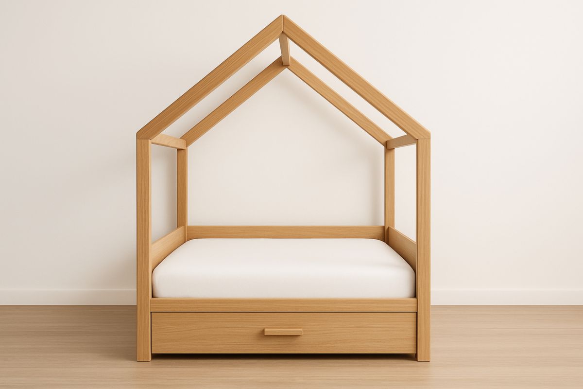 Lit Cabane pour Enfants en Bois avec Tiroir de Rangement