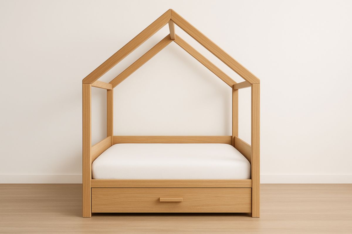 Lit Cabane pour Enfants en Bois avec Tiroir de Rangement