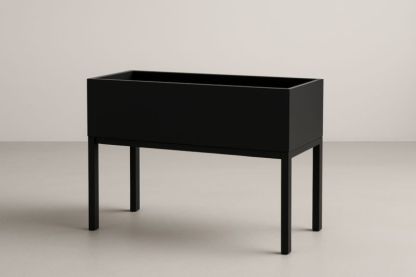 Jardinière rectangulaire en métal noire 45x90x30 cm