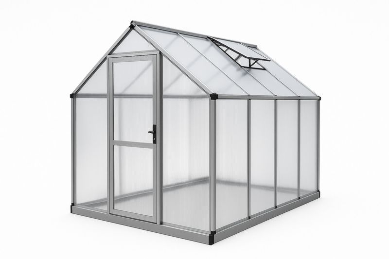 Serre de Jardin Aluminium Polycarbonate 190x190x195 cm Argent