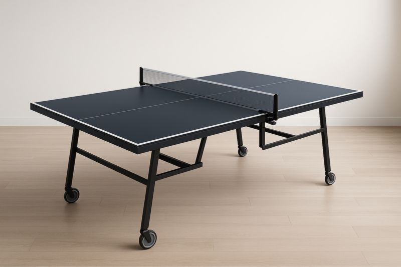 Table de ping-pong en bois MDF pliable et roulettes, Noir