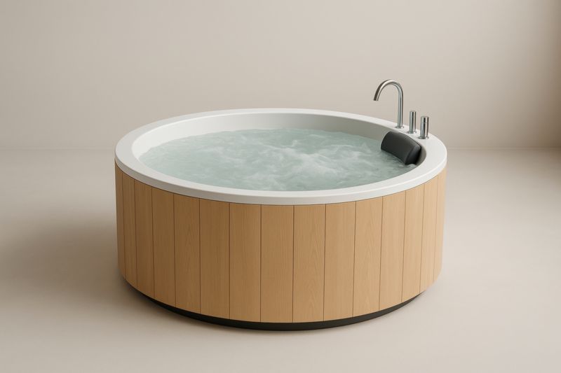 Baignoire Balnéo Ronde en Acrylique et Bois