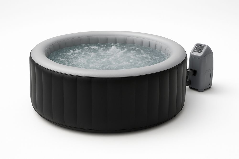 Spa gonflable en PVC 4 personnes 180 cm Noir/Gris