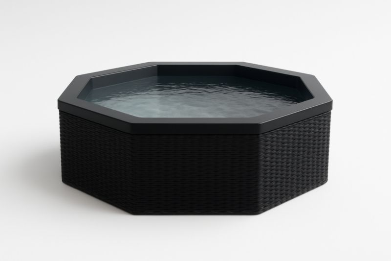Bain à remous octogonal en résine tressée noir 200 cm