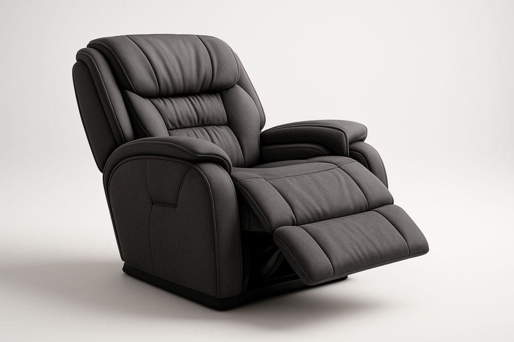 Fauteuil de massage inclinable en cuir synthétique noir avec repose-pieds intégré