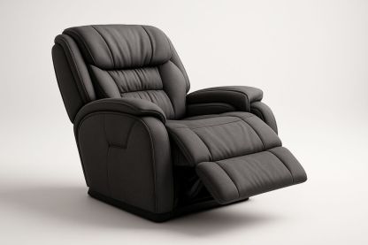 Fauteuil de massage inclinable en cuir synthétique noir avec repose-pieds intégré